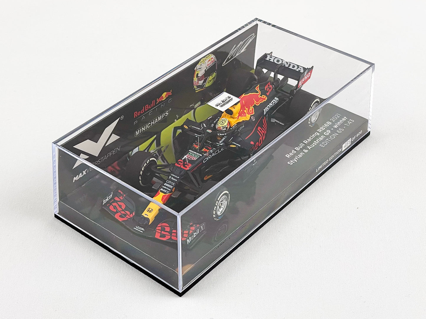 2021 F1 World Champion #33 Max Verstappen Red Bull RB16B Styria & Austria 1:43 MINICHAMPS