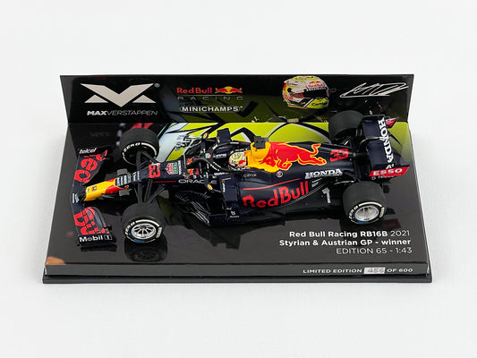 2021 F1 World Champion #33 Max Verstappen Red Bull RB16B Styria & Austria 1:43 MINICHAMPS