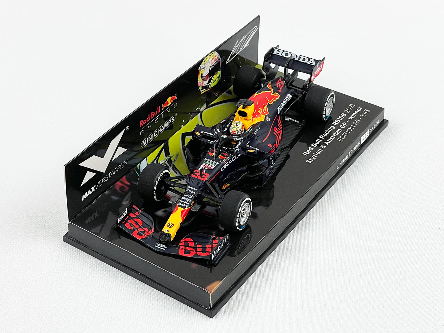 2021 F1 World Champion #33 Max Verstappen Red Bull RB16B Styria & Austria 1:43 MINICHAMPS