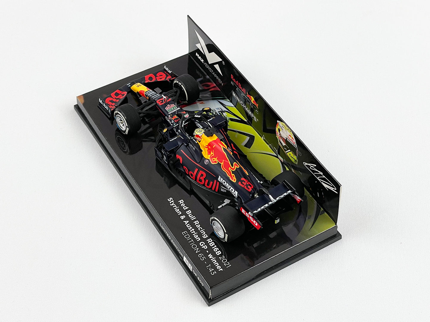2021 F1 World Champion #33 Max Verstappen Red Bull RB16B Styria & Austria 1:43 MINICHAMPS