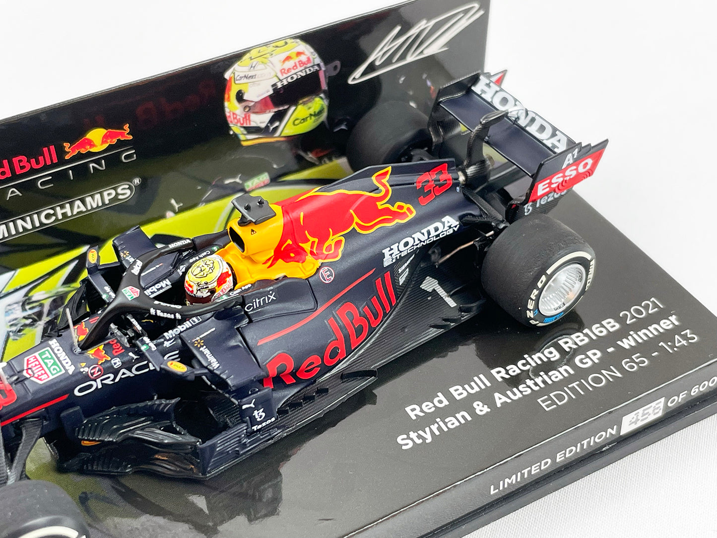 2021 F1 World Champion #33 Max Verstappen Red Bull RB16B Styria & Austria 1:43 MINICHAMPS