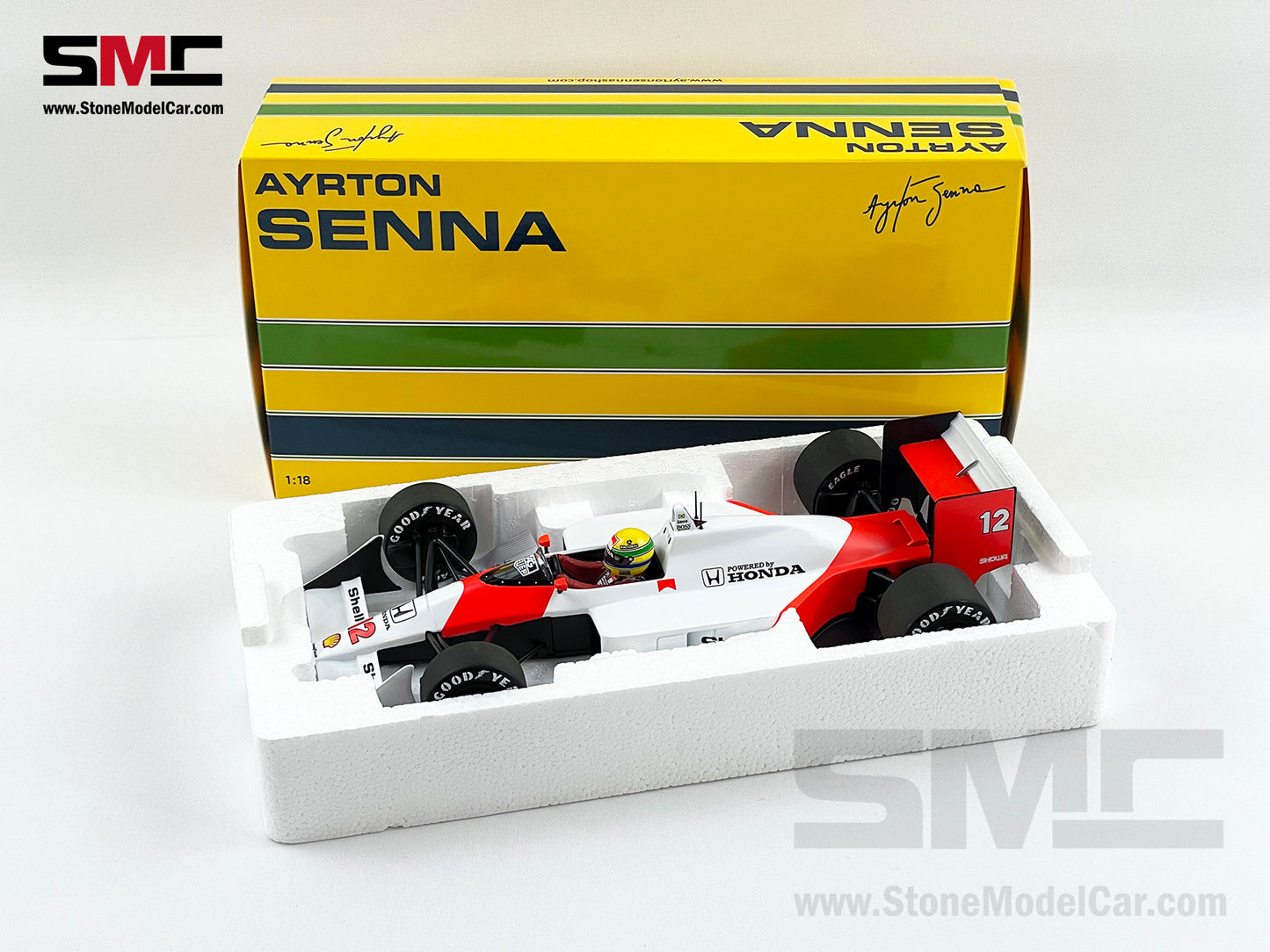 Mclaren F1 MP4/4 #12 Ayrton Senna Japan GP 1988 World Champion 1:18 MINICHAMPS + Decal