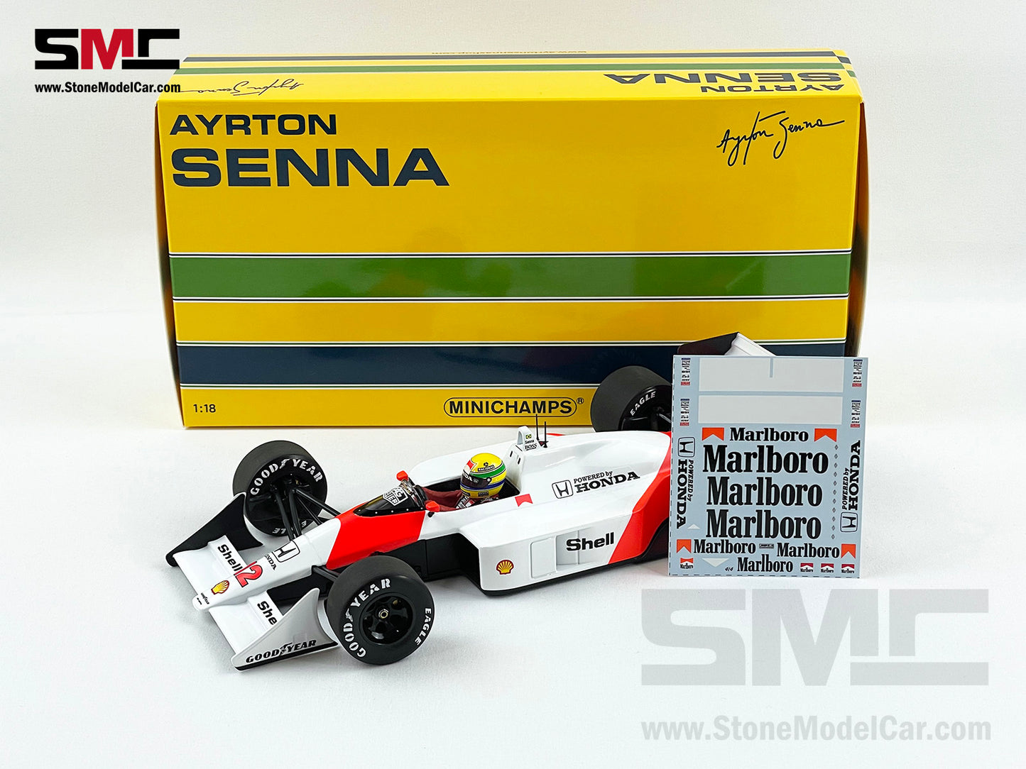 Mclaren F1 MP4/4 #12 Ayrton Senna Japan GP 1988 World Champion 1:18 MINICHAMPS + Decal