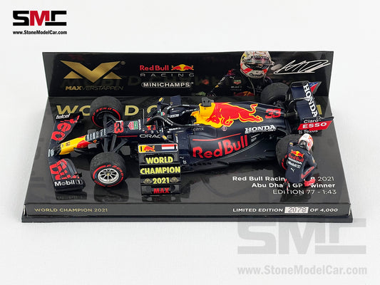 2021 F1 World Champion #33 Max Verstappen Red Bull RB16B Abu Dhabi GP 1:43 MINICHAMPS with Figure