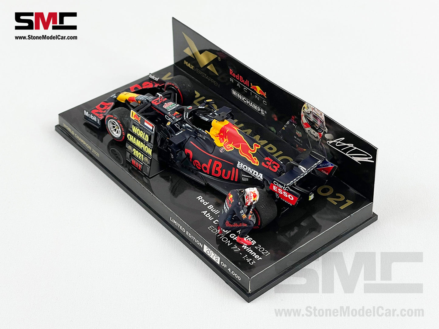 2021 F1 World Champion #33 Max Verstappen Red Bull RB16B Abu Dhabi GP 1:43 MINICHAMPS with Figure