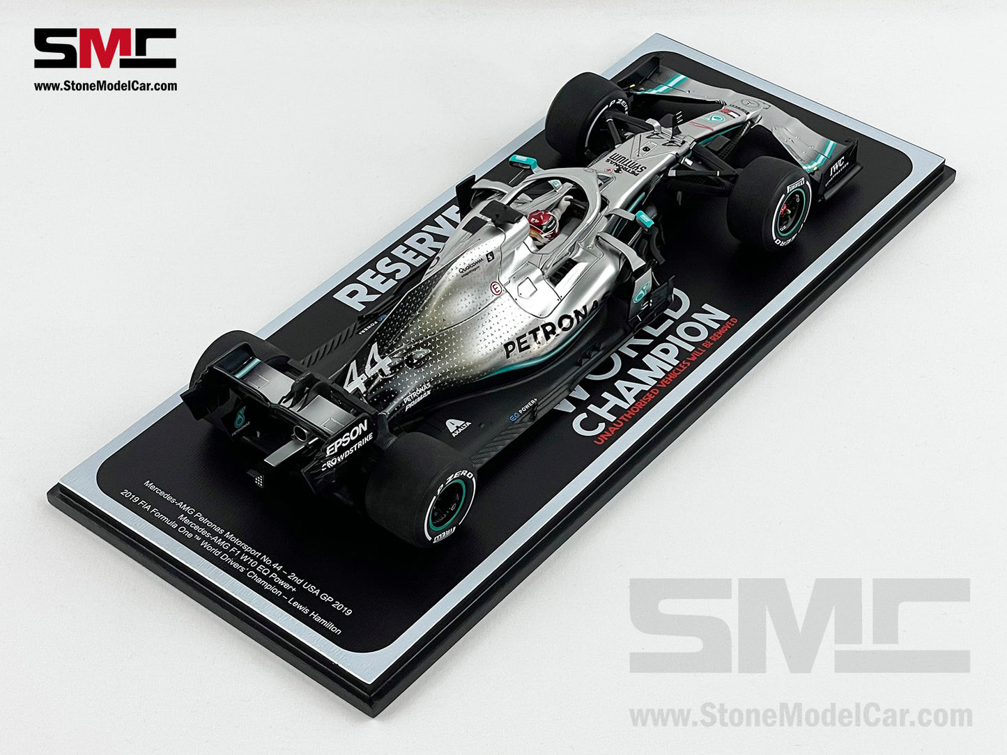 2019 6x World Champion Mercedes F1 W10 #44 Lewis Hamilton US GP 2nd 1:18 Spark