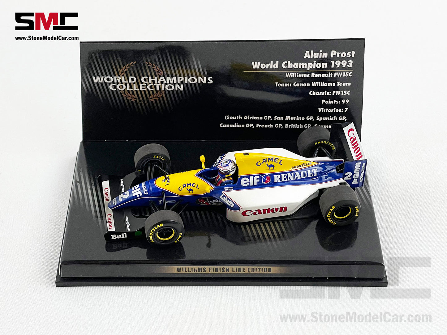 Williams F1 FW15C #2 Alain Prost 1993 World Champion 1:43 MINICHAMPS with CAMEL Decal