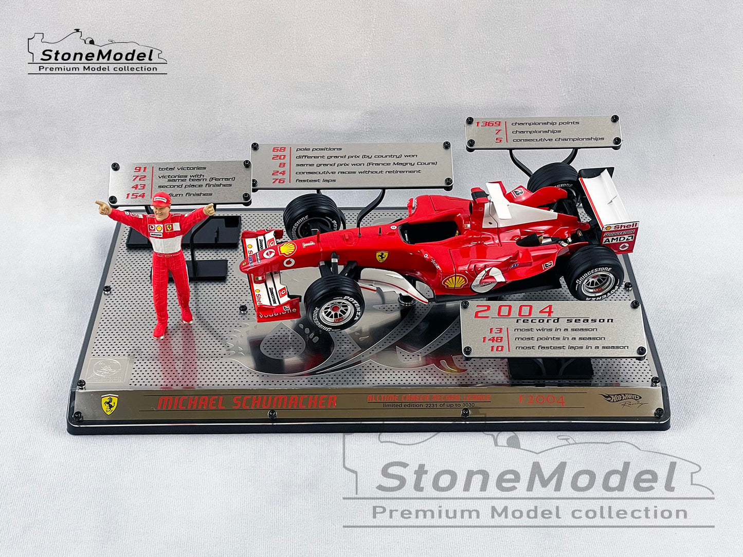 Ferrari F1 F2004 #1 Michael Schumacher ALL TIME CAREER RECORDS 2004 Hot Wheels 1:18